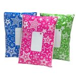 A selection of divinely different mailing bags, printed with a bright star pattern. Available in 3 colours Blue, Pink & Green