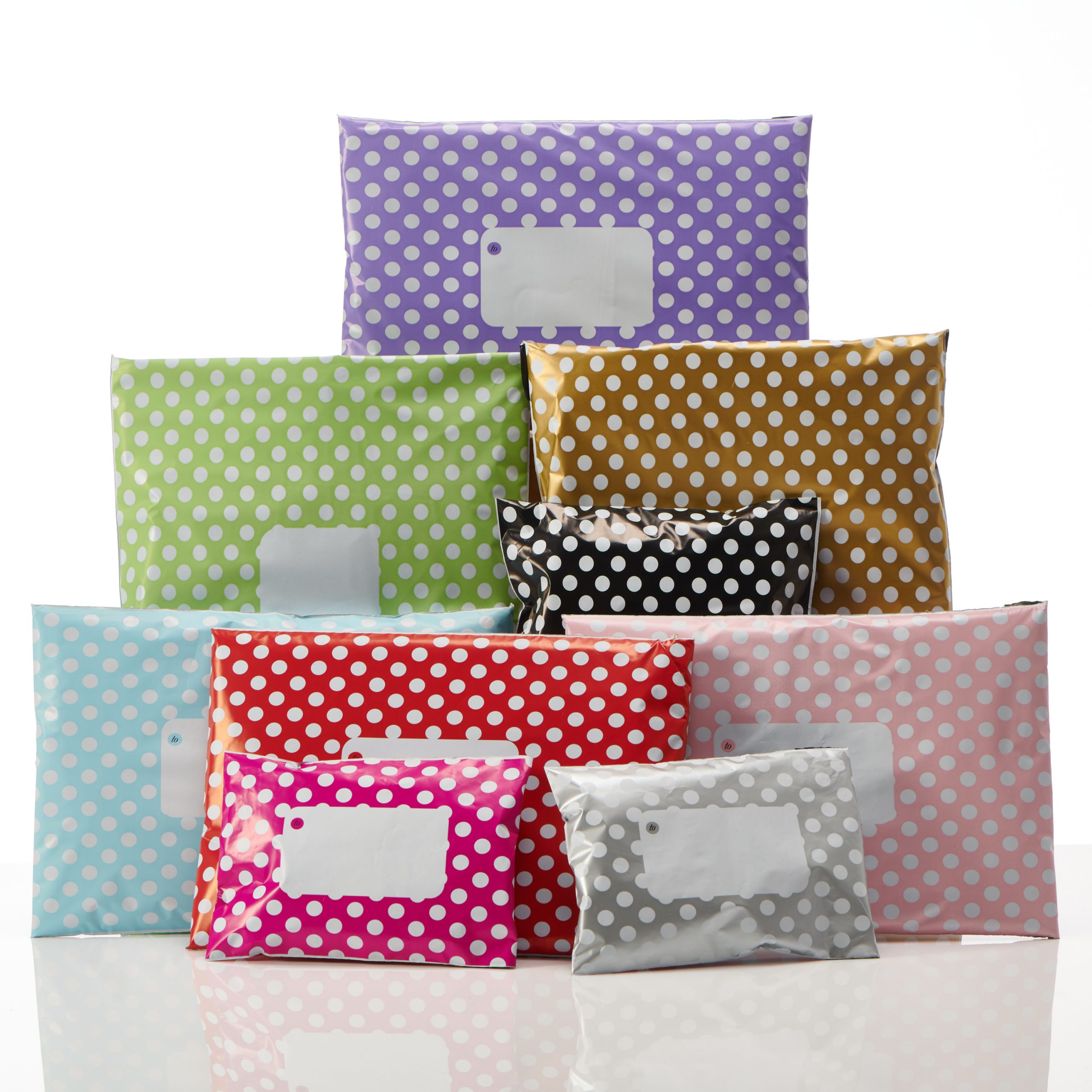 10 Pink Polka Dots 10" x 14" Mailing Postage Postal Mail Bags 