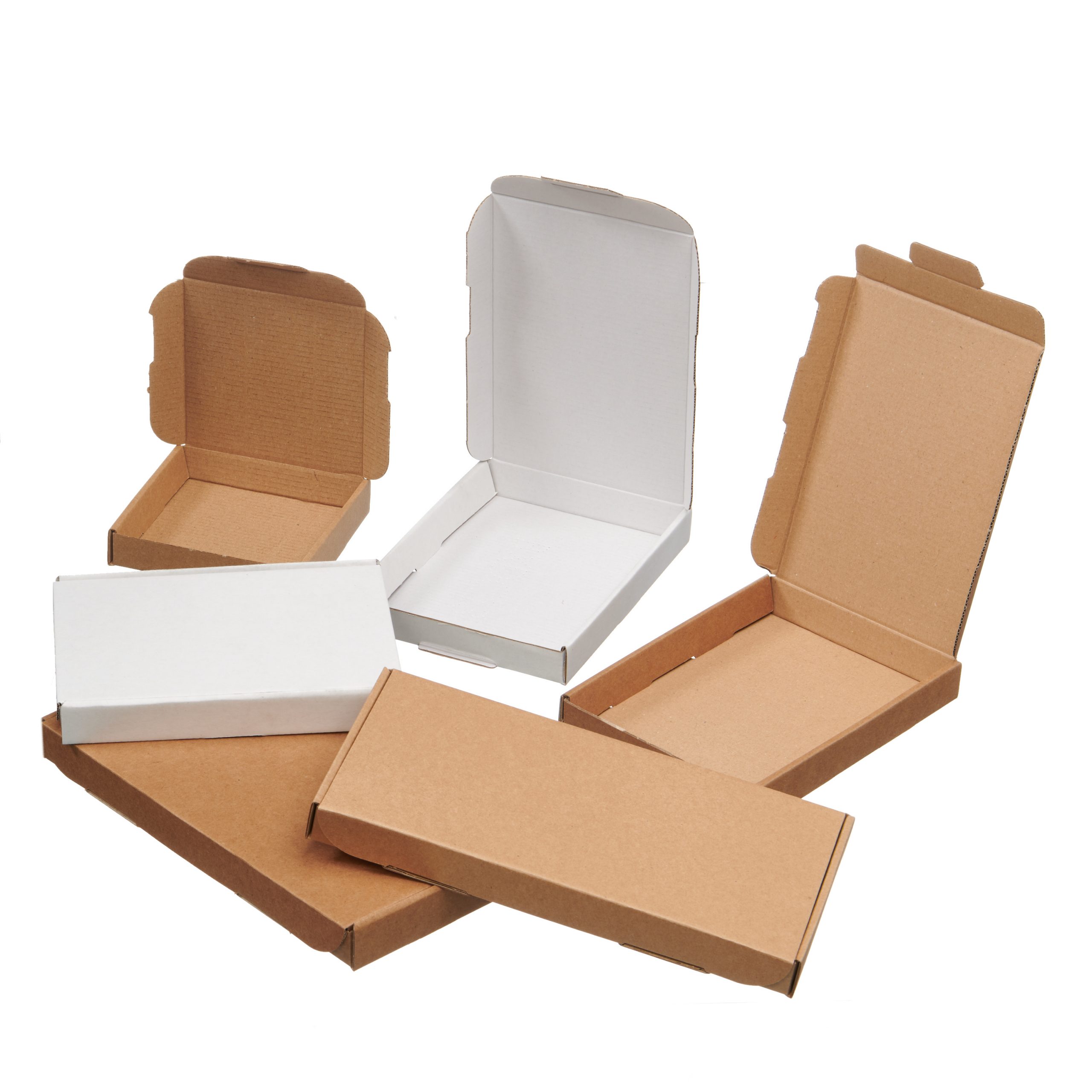 White Die Cut Folding Lid Eco Postal Cardboard PIP Box Small Parcel 12x10x4" UK 