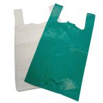 Plastic Vest Carrier Bags Green and White