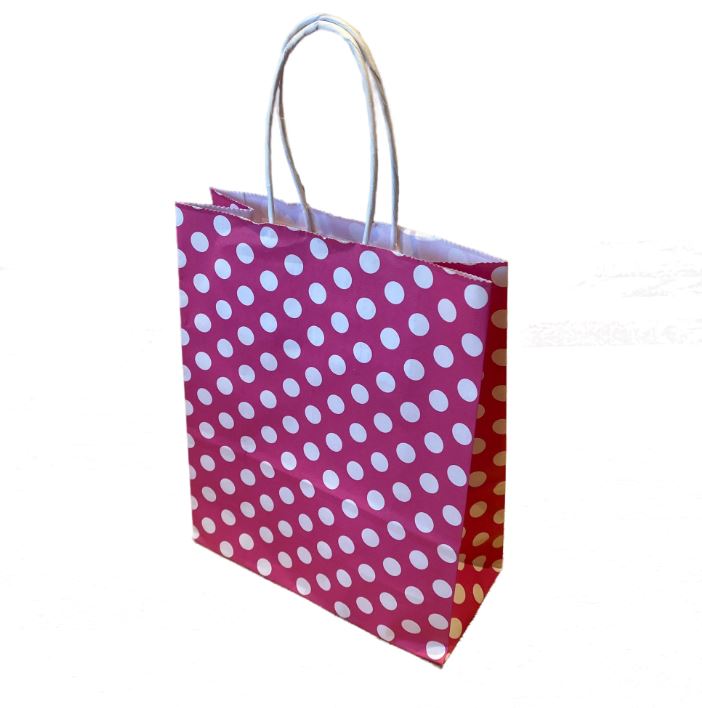 Hot Pink Polka Dot Twist Handle Bags