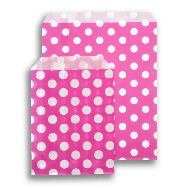 Shocking Pink Polka Dot Paper Bag