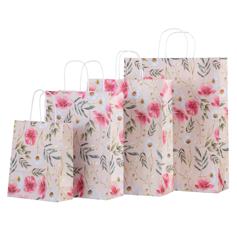 Floral Twist Handle Paper Bags