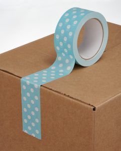 Polka Dot Tape on Cardboard Box